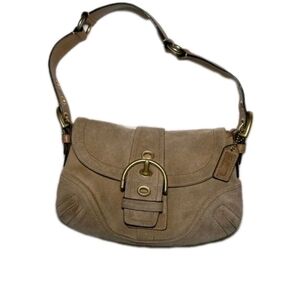 Vintage Coach Y2k Tan Suede Mini Soho Hobo Shoulder Bag #10189